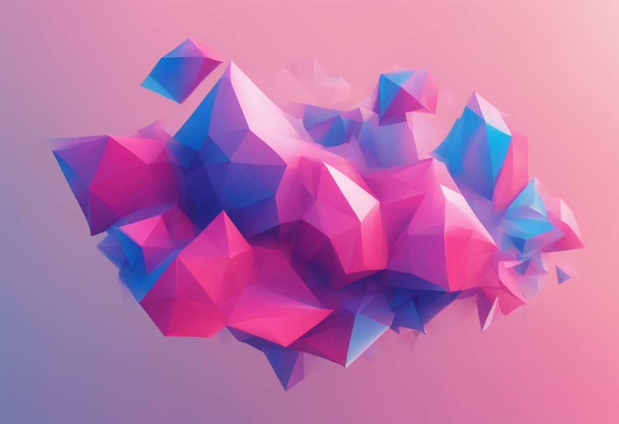 an abstract minimalistic illustration with pink and blue gradients embodying the concept of process