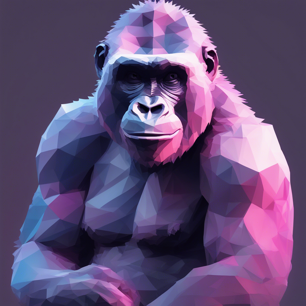 a friendly gorilla as an artist, gently smiling, painting a picture with brushes and palette, full b (2)